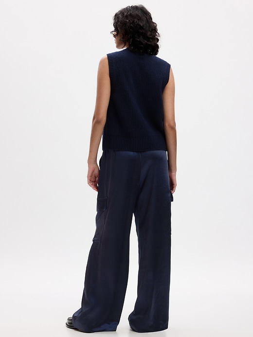 Image number 2 showing, Mid Rise Satin Wide-Leg Cargo Pants