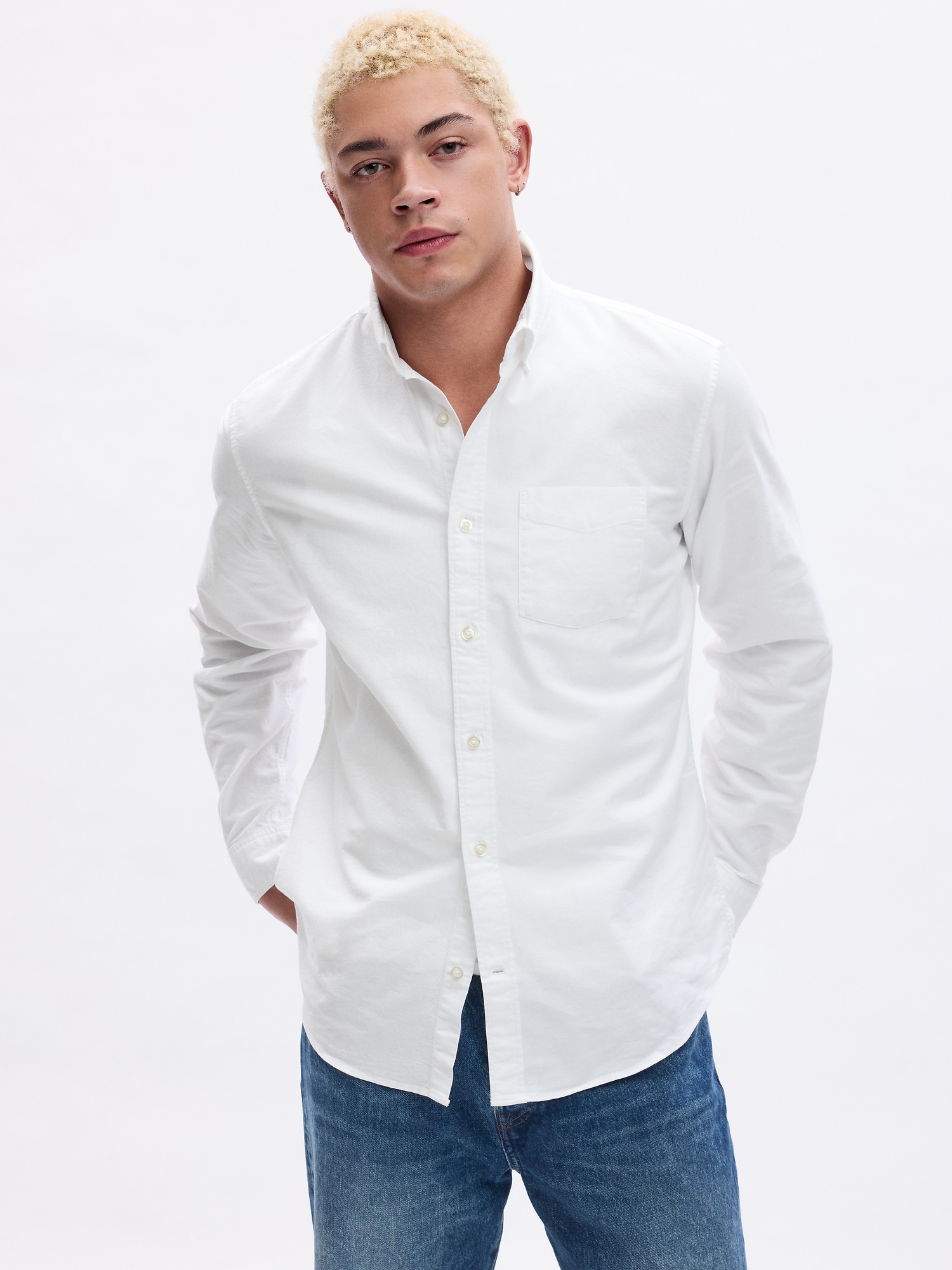 Slim fit oxford cotton shirt - Man