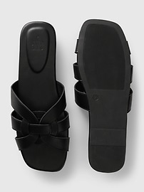 View large product image 3 of 9. Vegan Leather Cross Strap Sandals