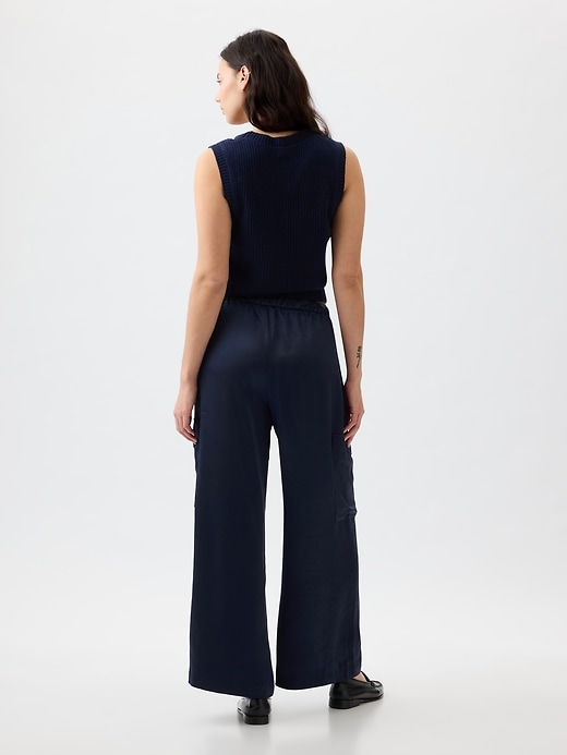 Image number 5 showing, Mid Rise Satin Wide-Leg Cargo Pants