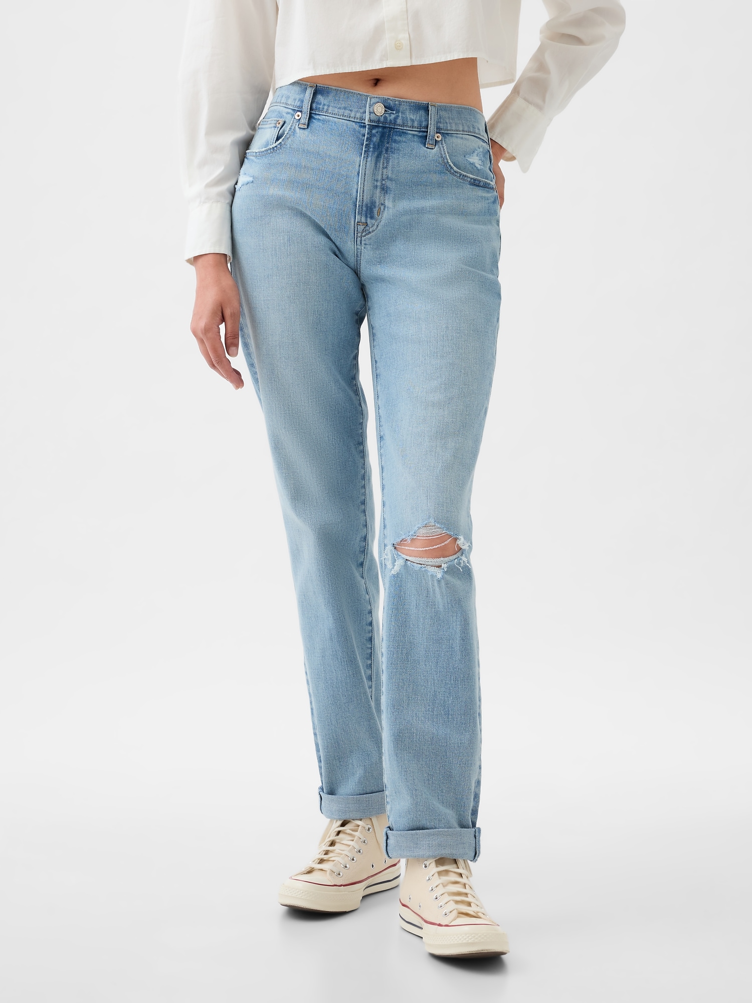 Mid Rise Girlfriend Jeans