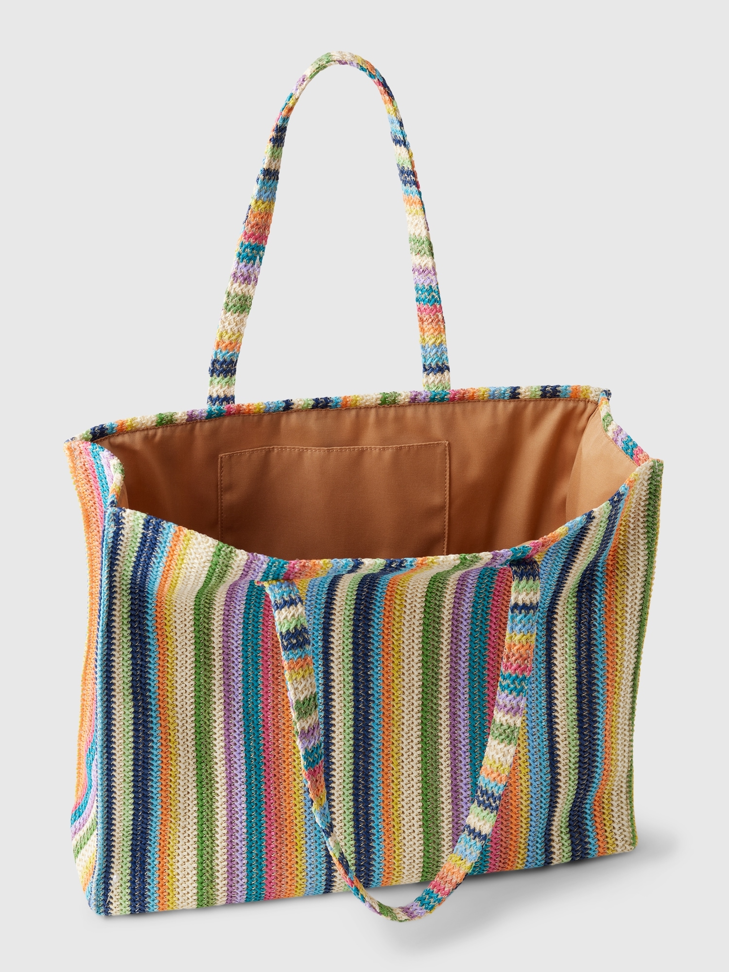 Striped Straw Tote Bag