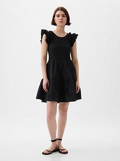 Ruffle Sleeve Tiered Mini Dress