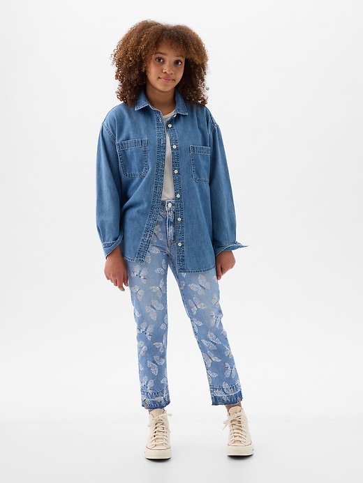 Image number 1 showing, Kids High Rise Print Girlfriend Jeans