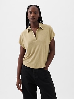 Linen-Blend Polo Shirt