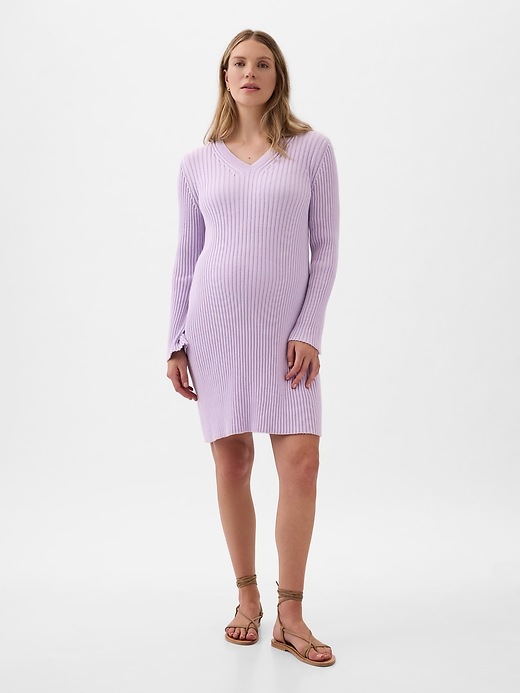 Image number 1 showing, Maternity Rib Mini Sweater Dress