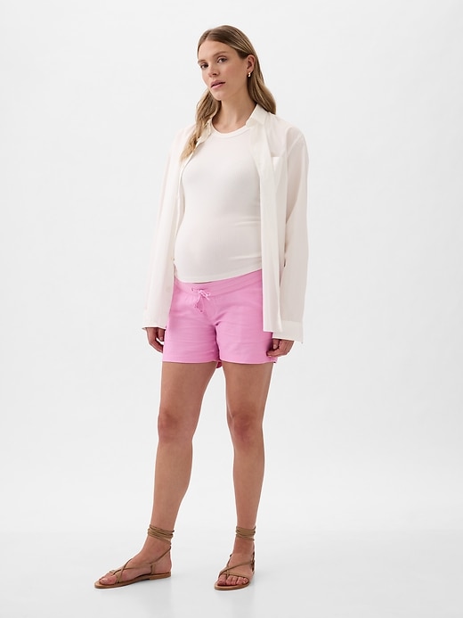 Image number 1 showing, Maternity Linen-Cotton Shorts