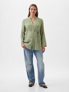 Maternity Linen-Blend Shirt