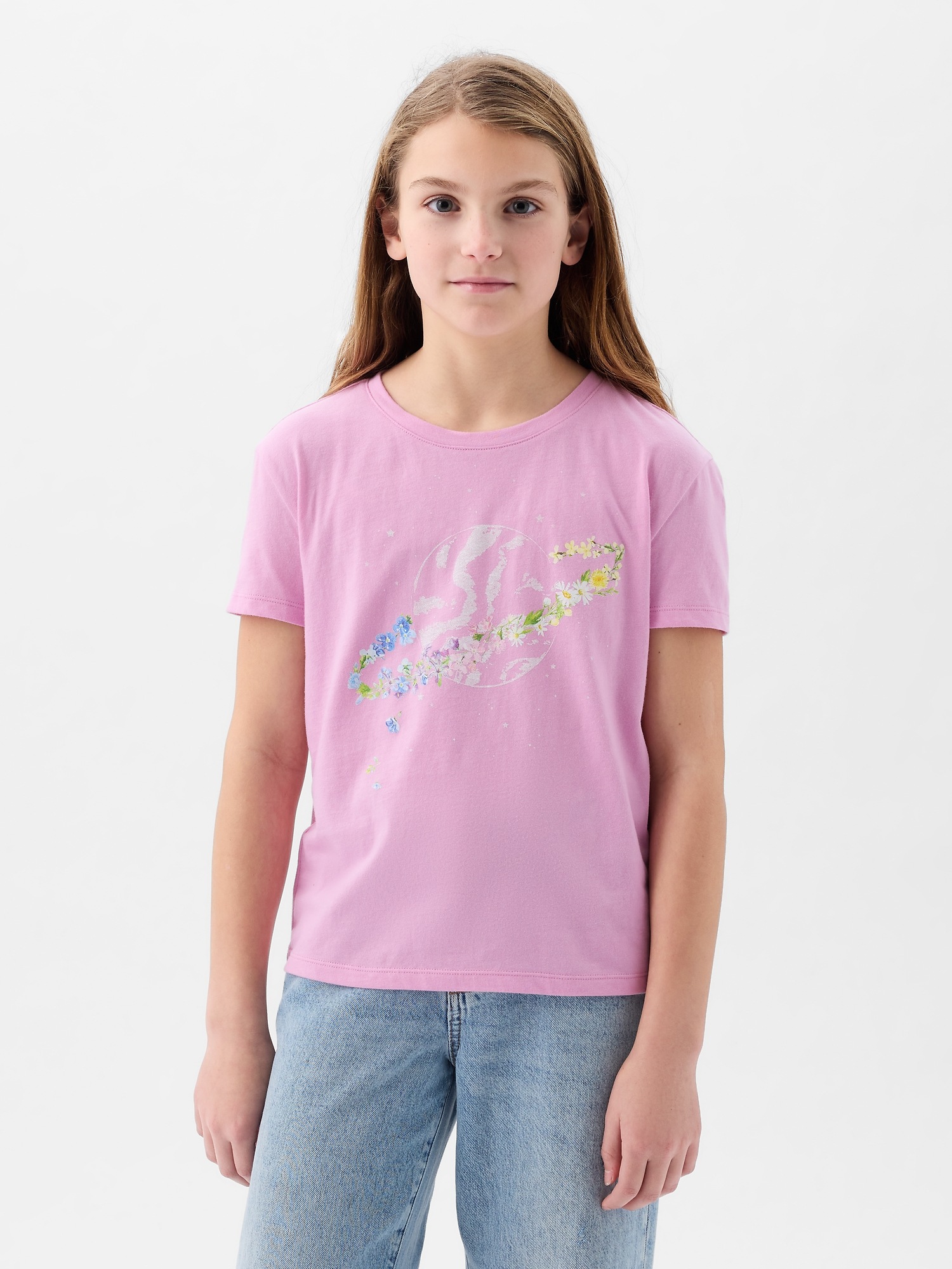 T-shirt Fille Enfant Gap - Taille 10 Ans (Large) - Couleur Rose - Occasion En Très Bon état - Manches Courtes