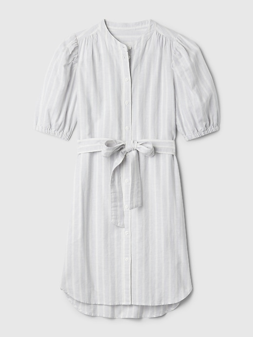 Image number 6 showing, Linen-Cotton Puff-Sleeve Mini Shirtdress