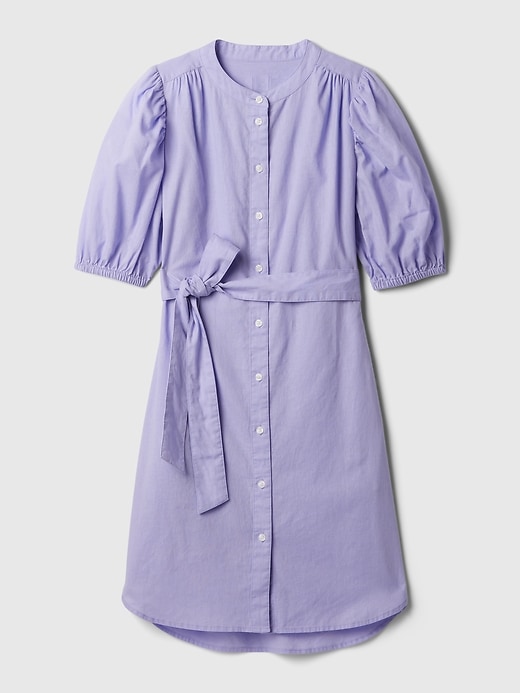 Image number 6 showing, Linen-Cotton Puff Sleeve Mini Shirtdress