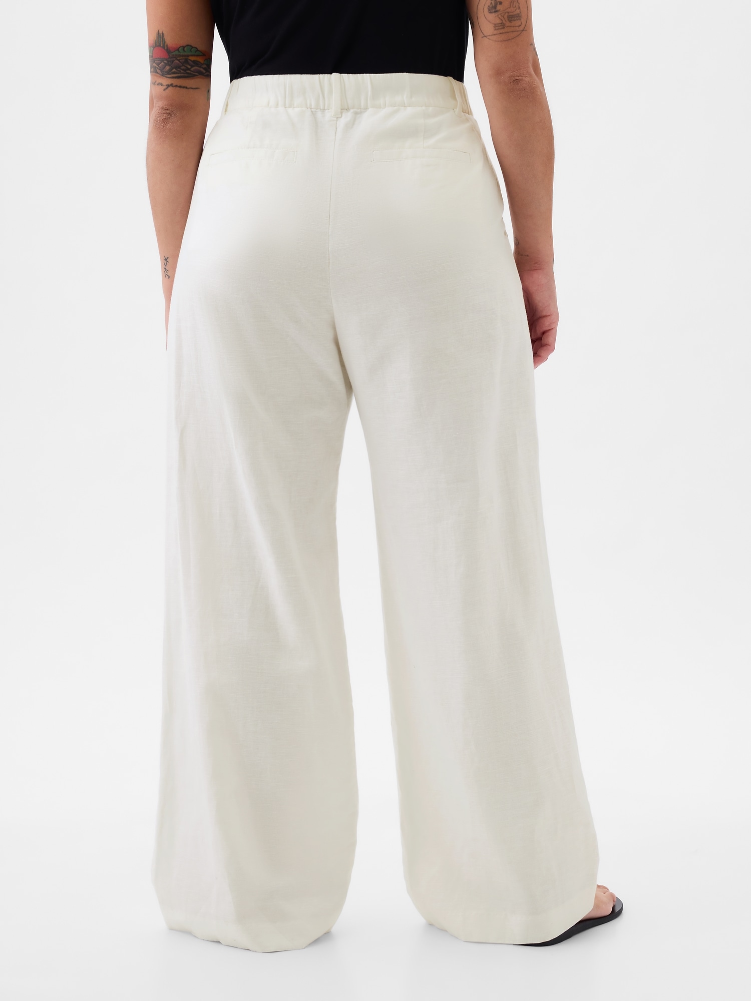 Women Cotton Linen High Waist Straight Leg Pants K6048– FantasyLinen