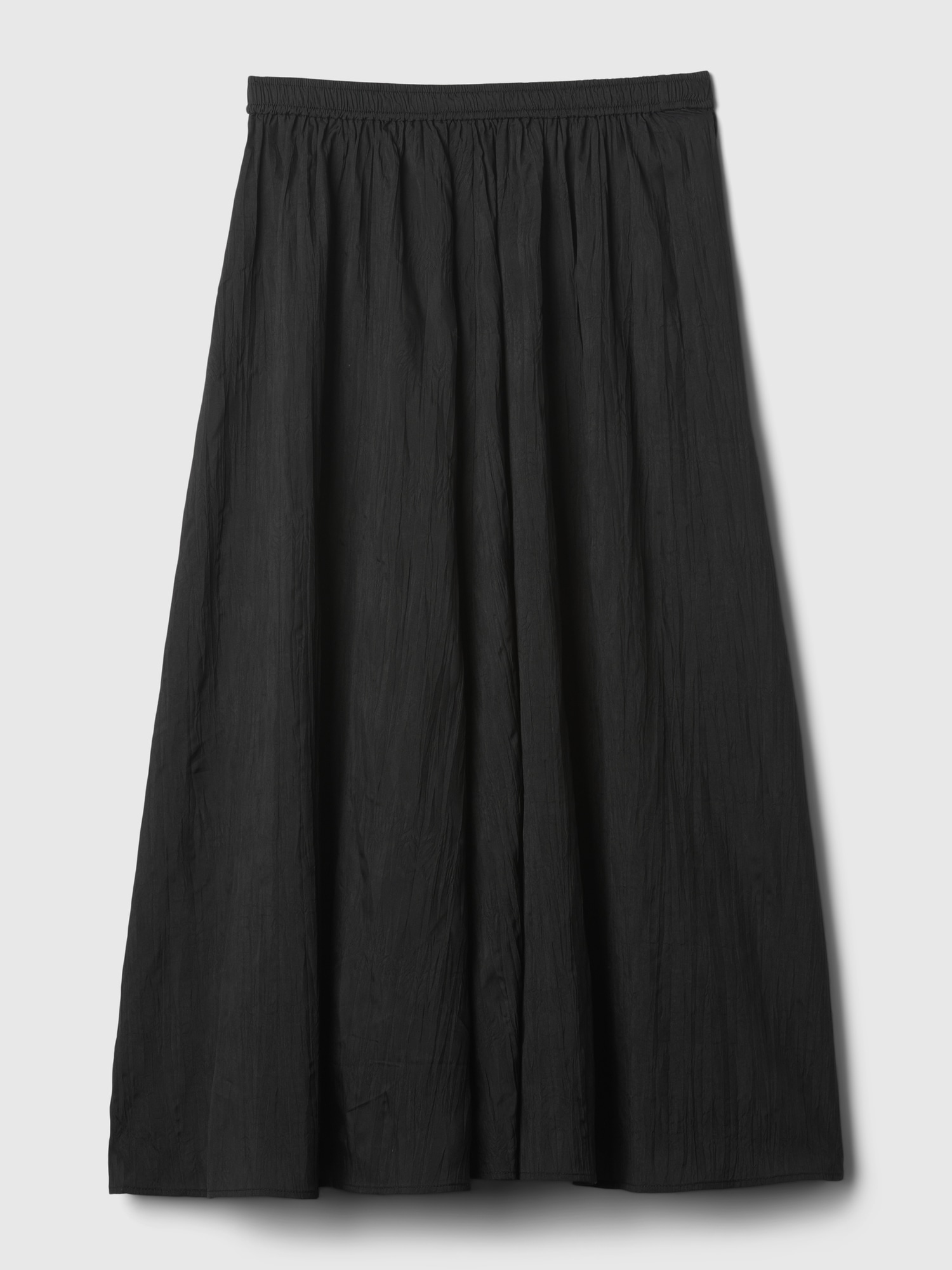 Textured Crinkle Pull-On Midi Skirt