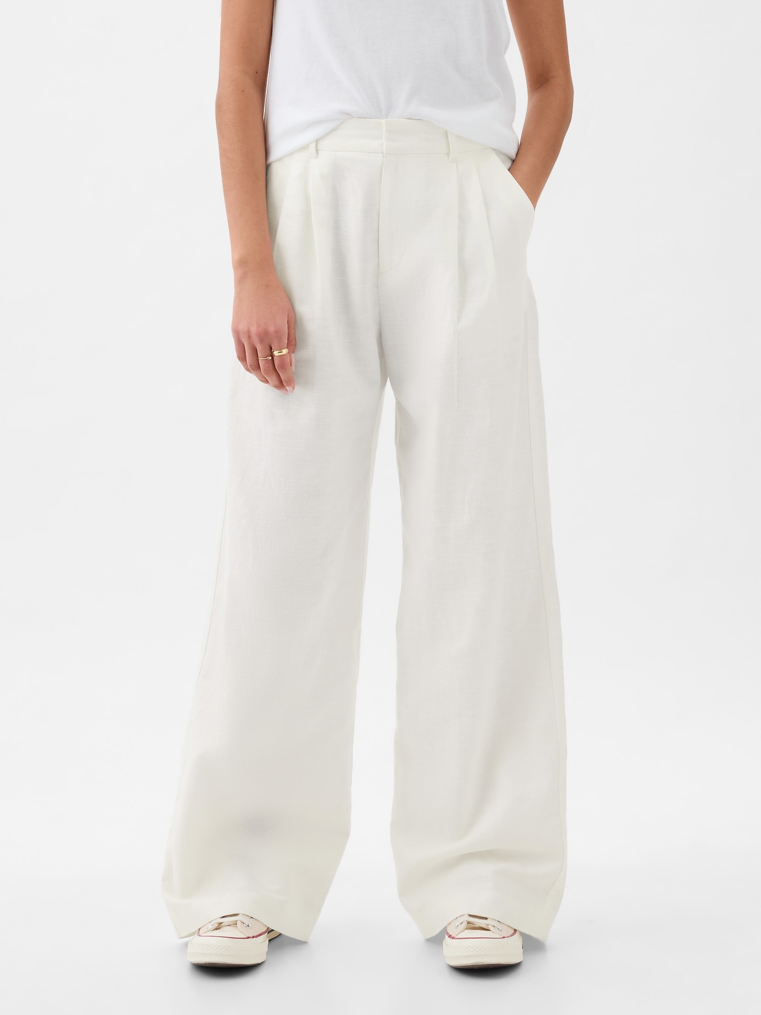 Women Cotton Linen High Waist Straight Leg Pants K6048– FantasyLinen