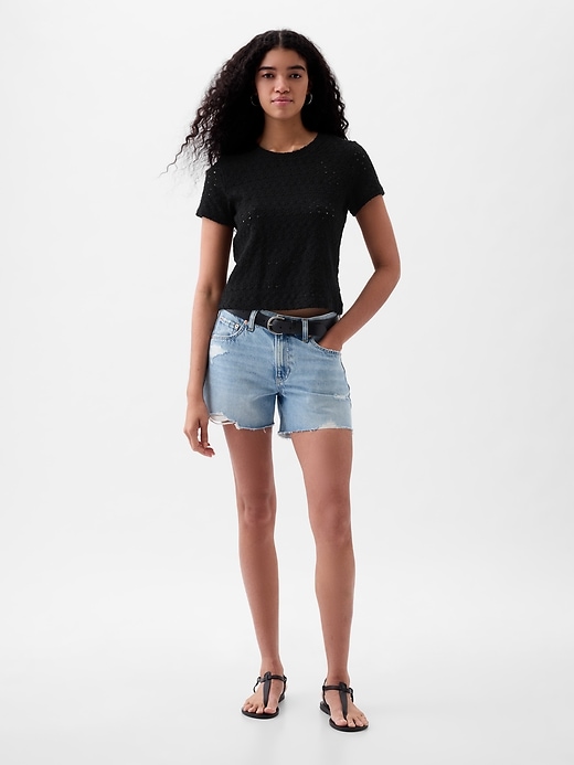 Image number 3 showing, Lace Cropped T-Shirt