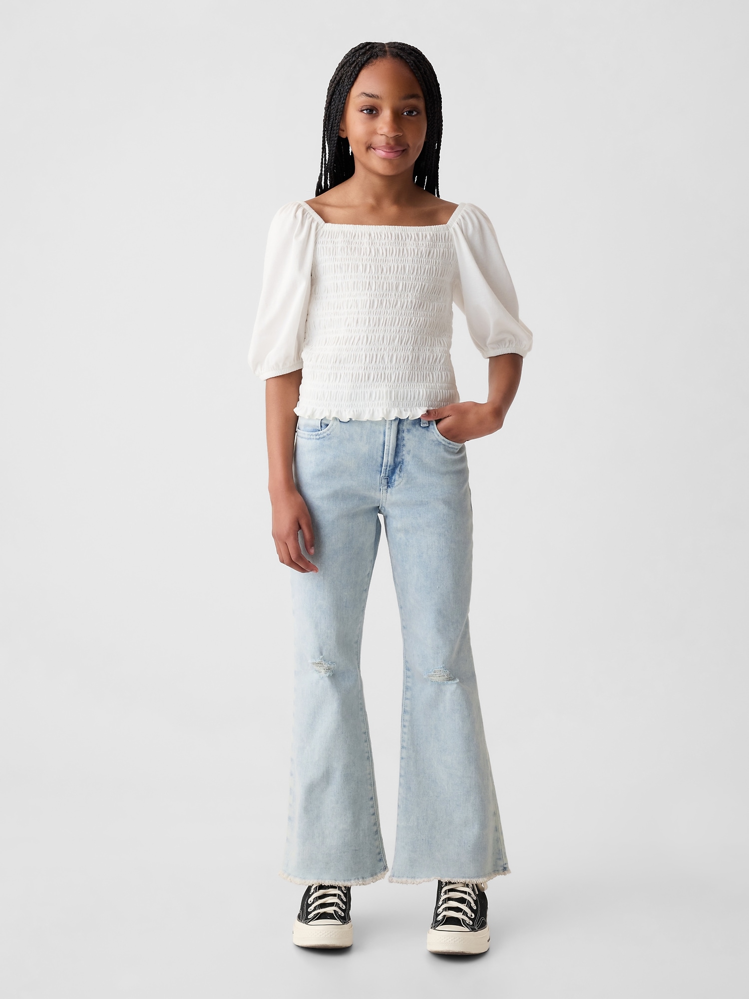 Kids High Rise '70s Flare Ankle Jeans