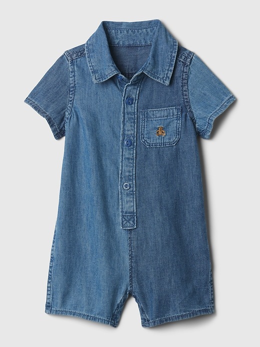 View large product image 1 of 2. Baby Denim Shorty One-Piece