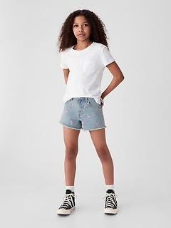 Kids High Rise Denim Shorts