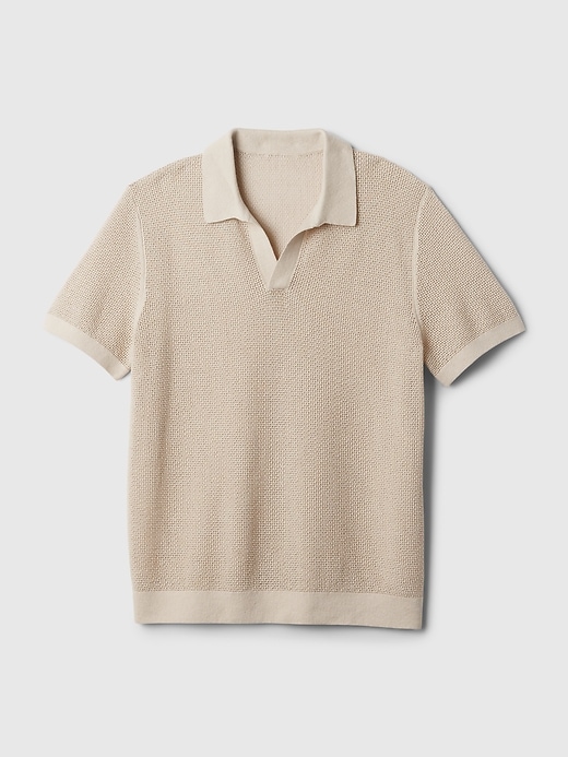 Linen-Blend Textured Polo Shirt | Gap