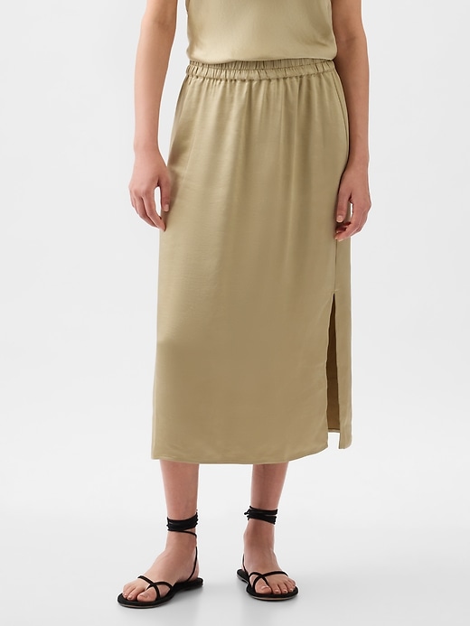 Image number 1 showing, Satin Midi Skirt