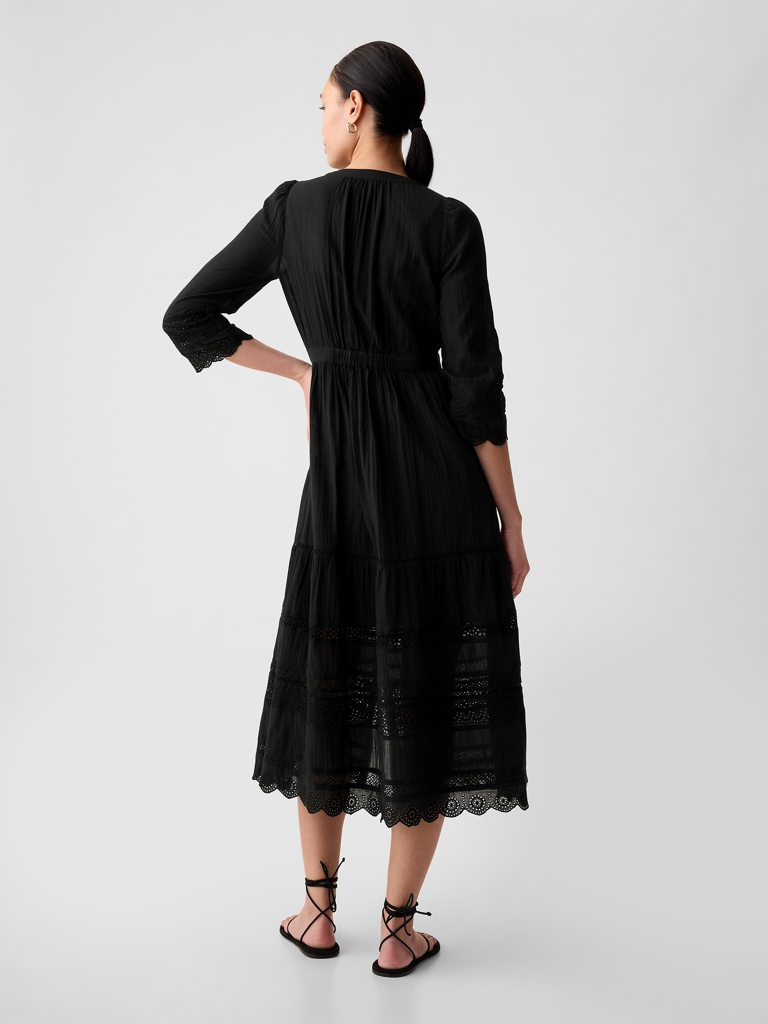 Textured Crinkle Lace Midi Dress