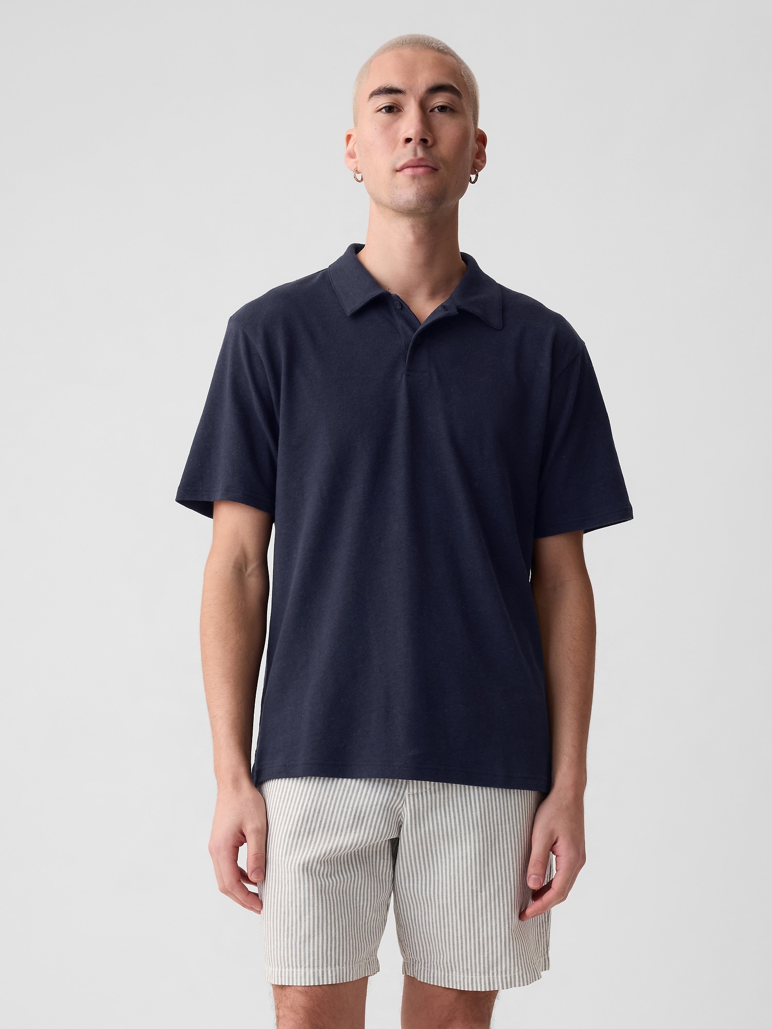 Linen-Cotton Polo Shirt