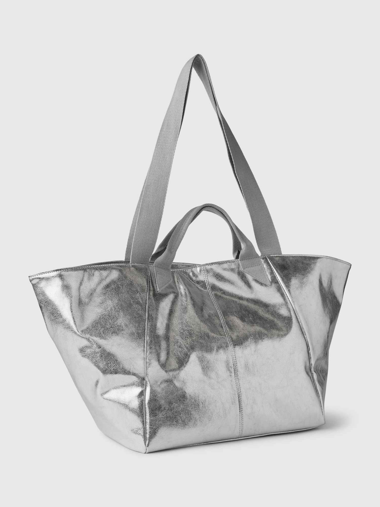 Metallic Vegan Leather Tote Bag