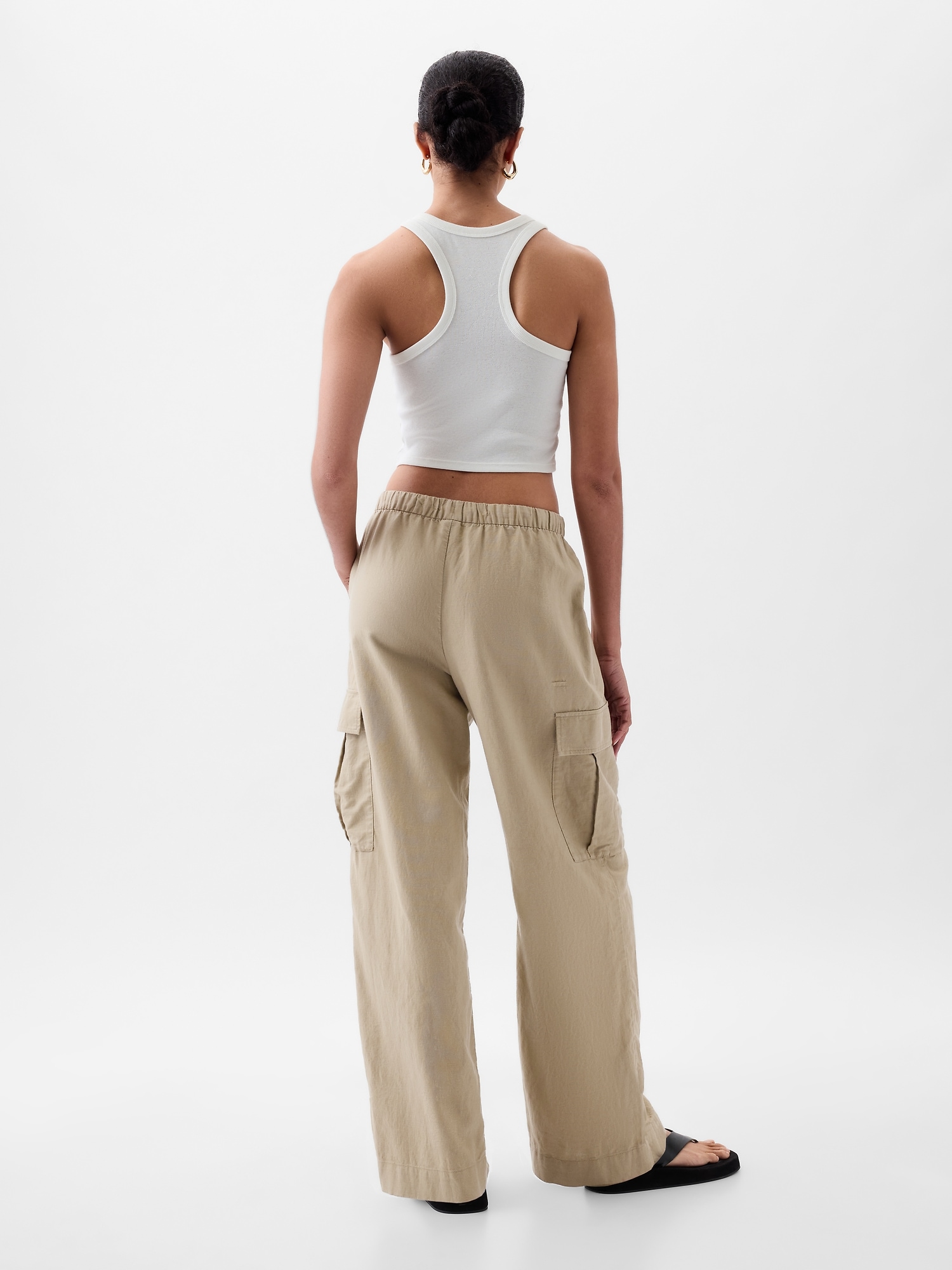 Design by Olivia Women's Drawstring Elastic Waist Casual Comfy Cotton Linen  Beach Shorts White S