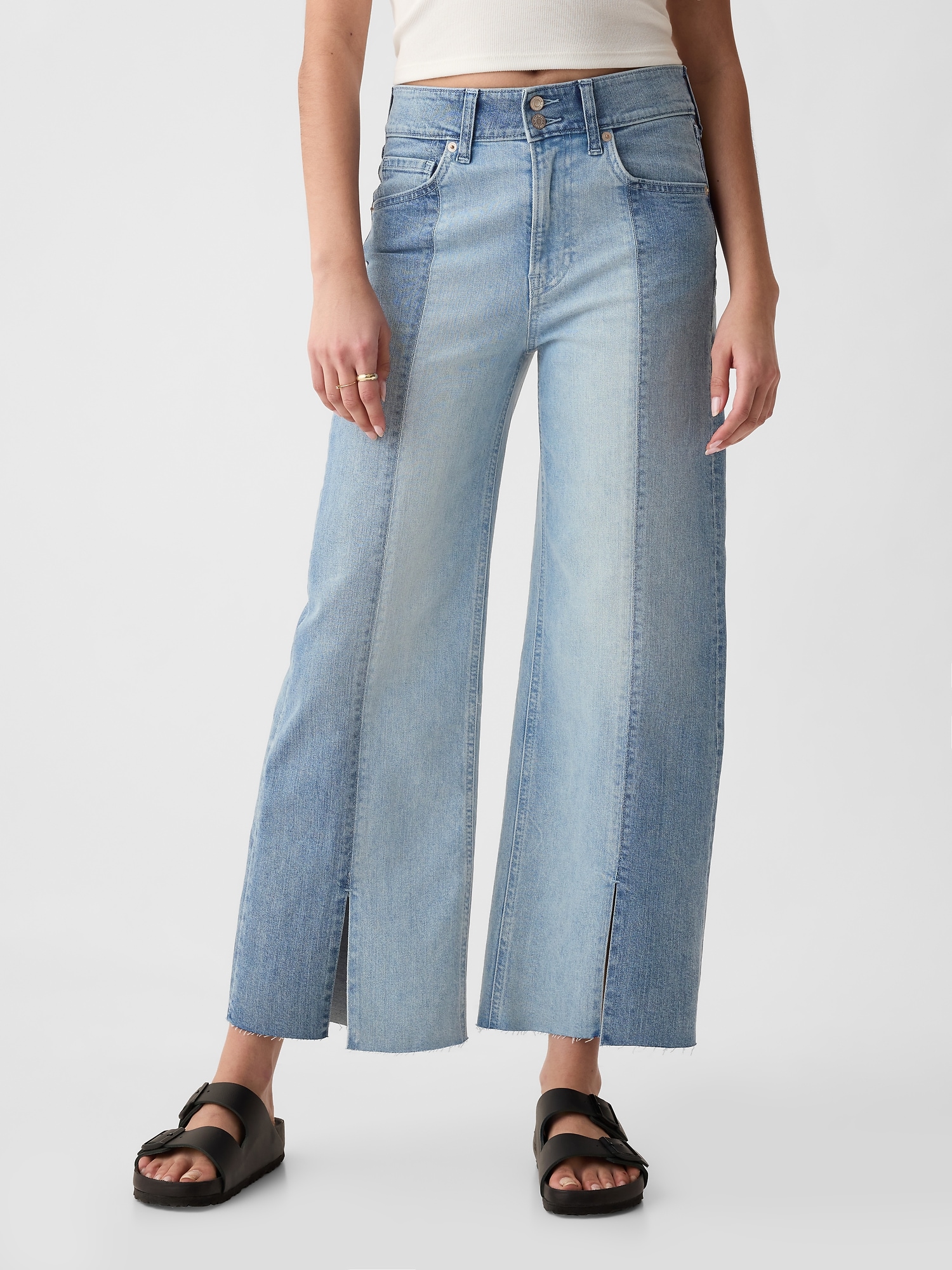 High Rise Stride Wide-Leg Ankle Jeans