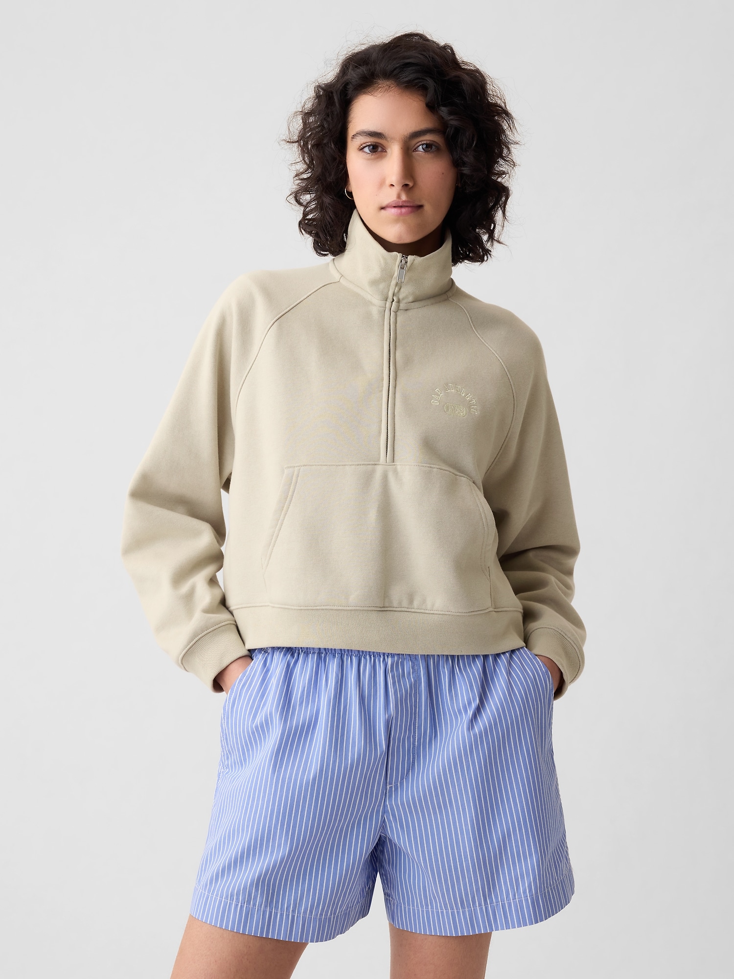 Vintage Soft Cropped Half-Zip Pullover