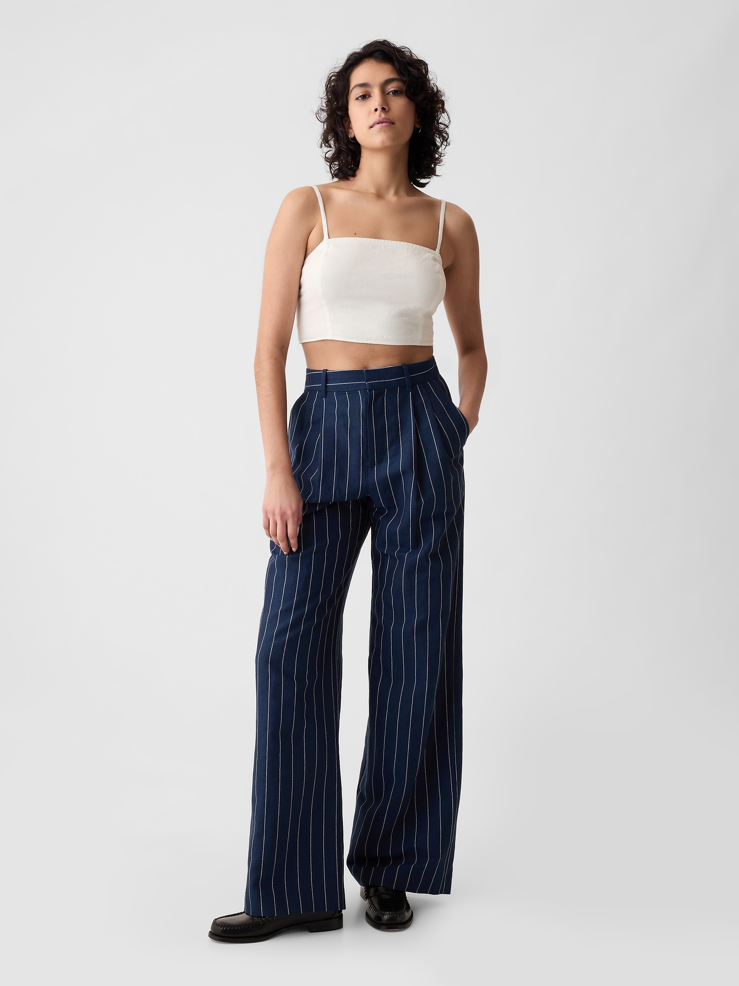 365 High Rise Linen-Cotton Trousers