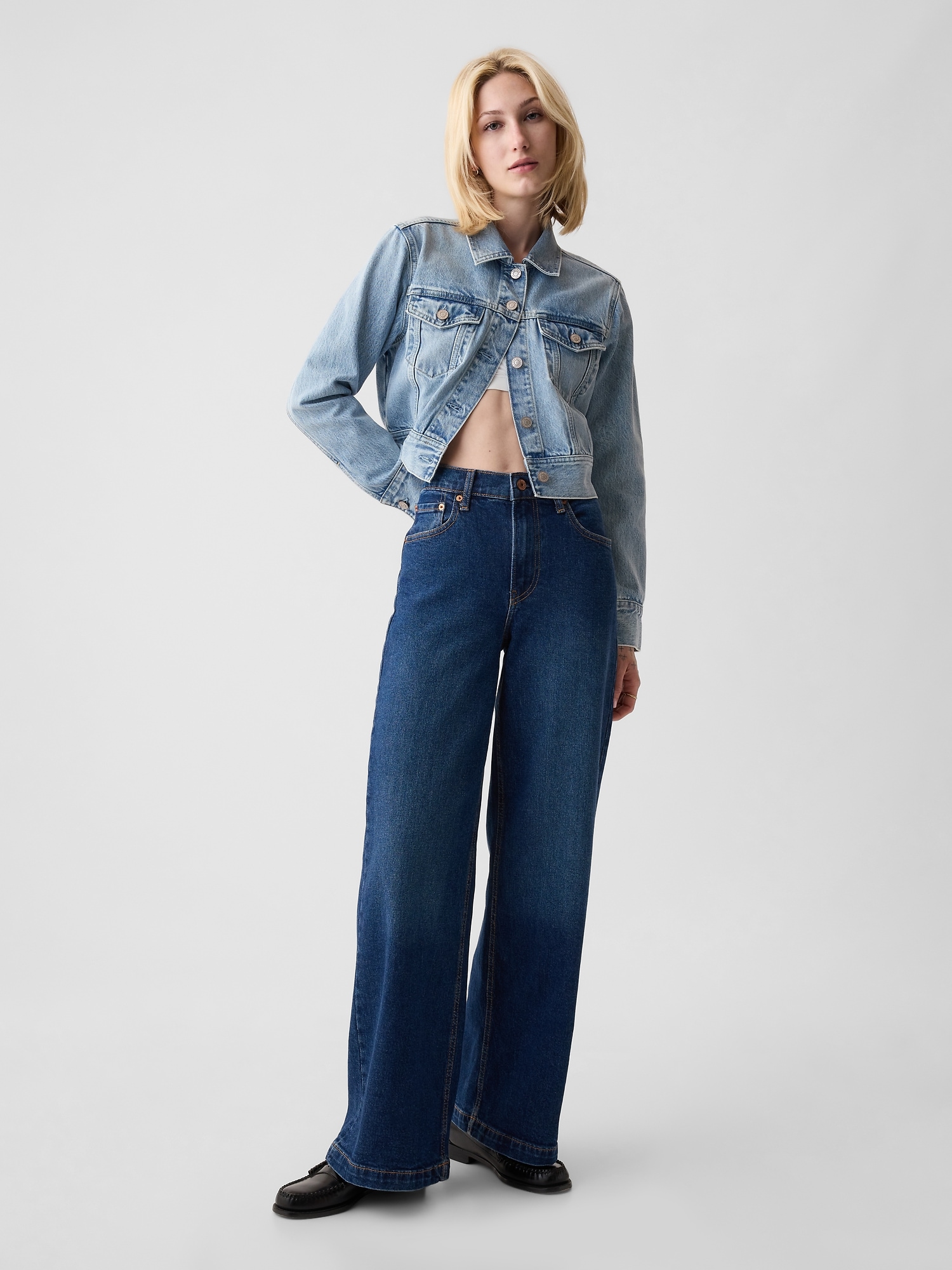 High Rise Stride Wide-Leg Jeans