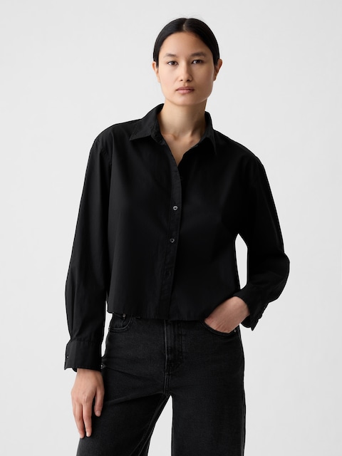 Organic Cotton Poplin Crop Shirt