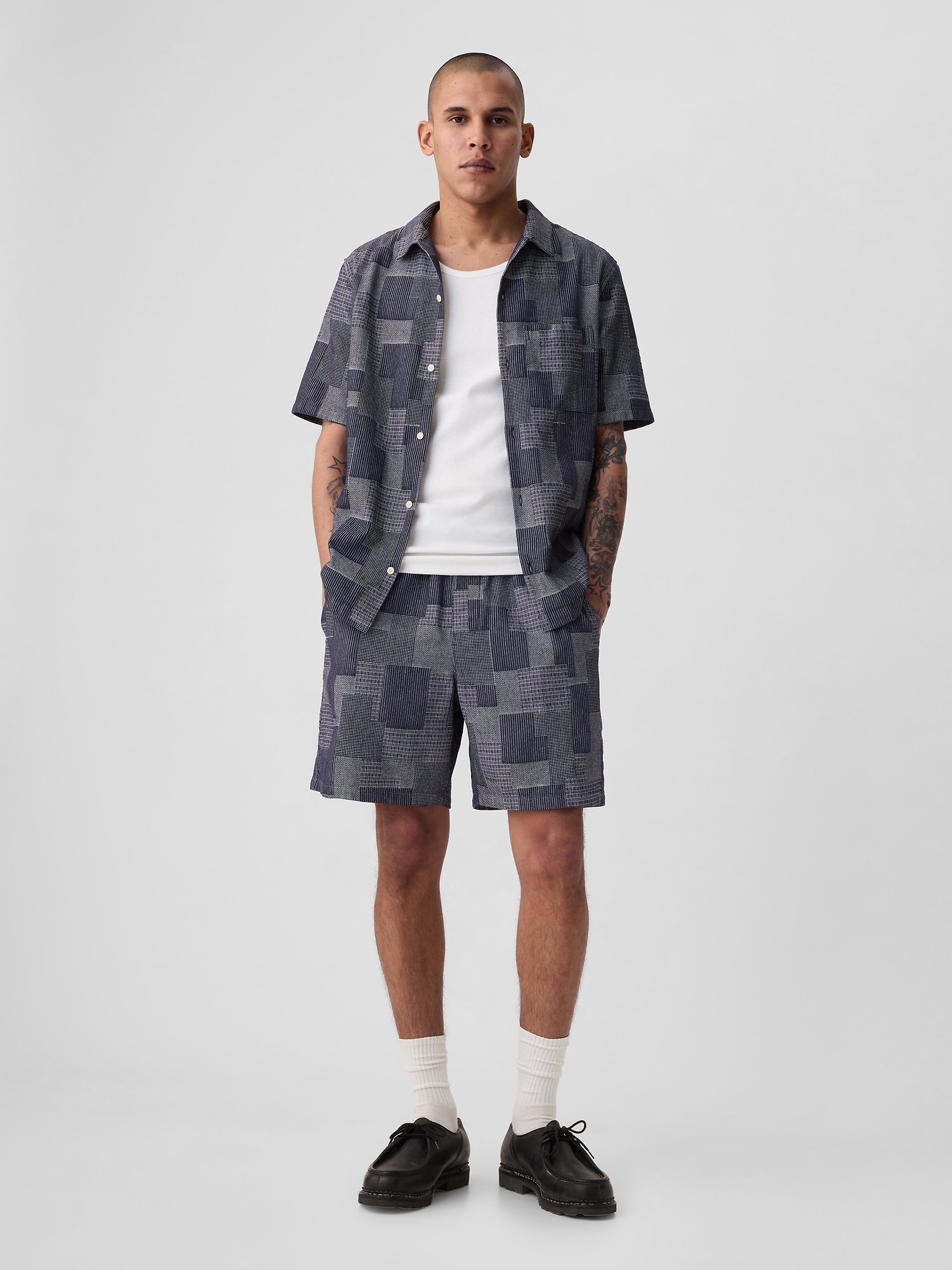 7" Patchwork Easy Shorts with E-Waist