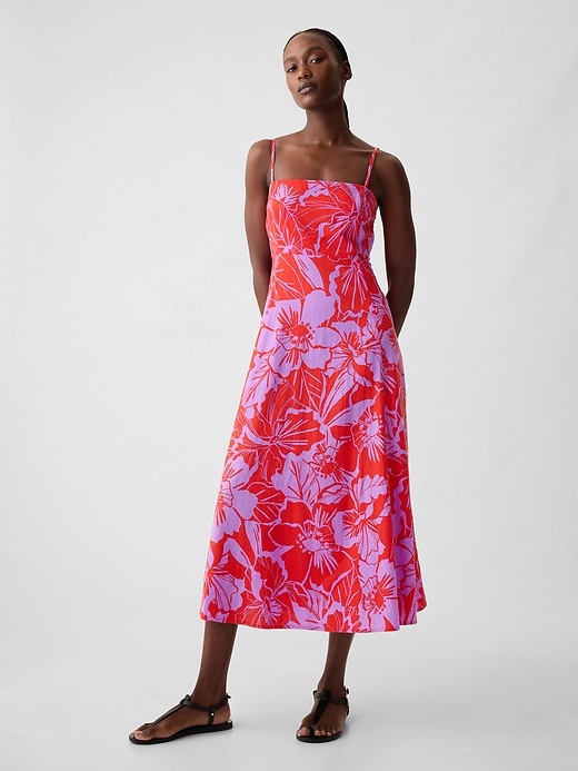 Linen-Blend Midi Dress | Gap