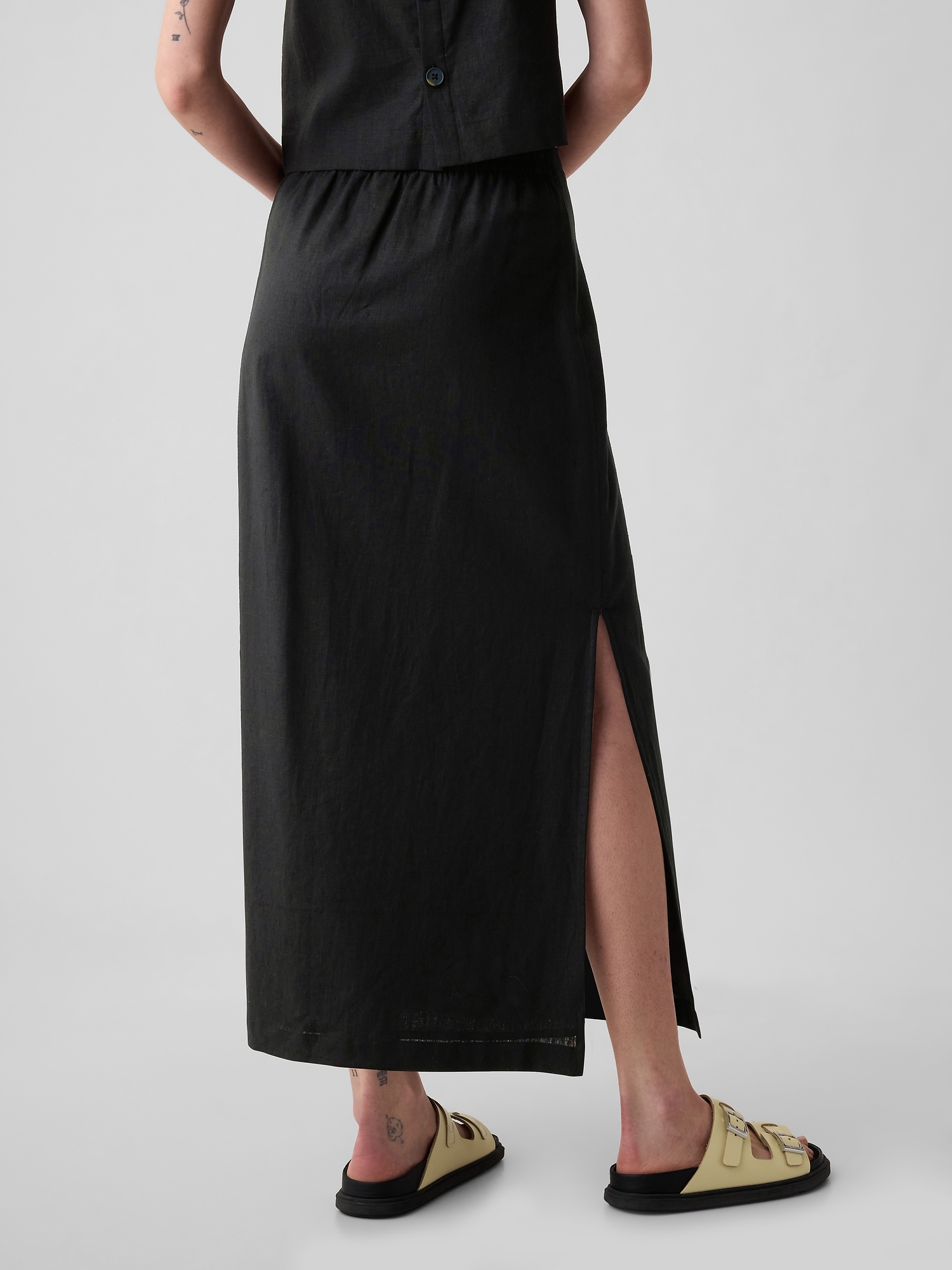 Linen-Blend Maxi Skirt