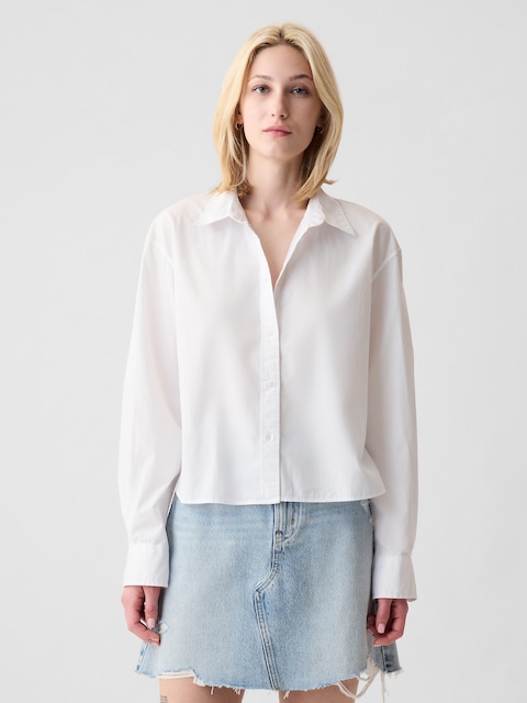 Organic Cotton Poplin Crop Shirt