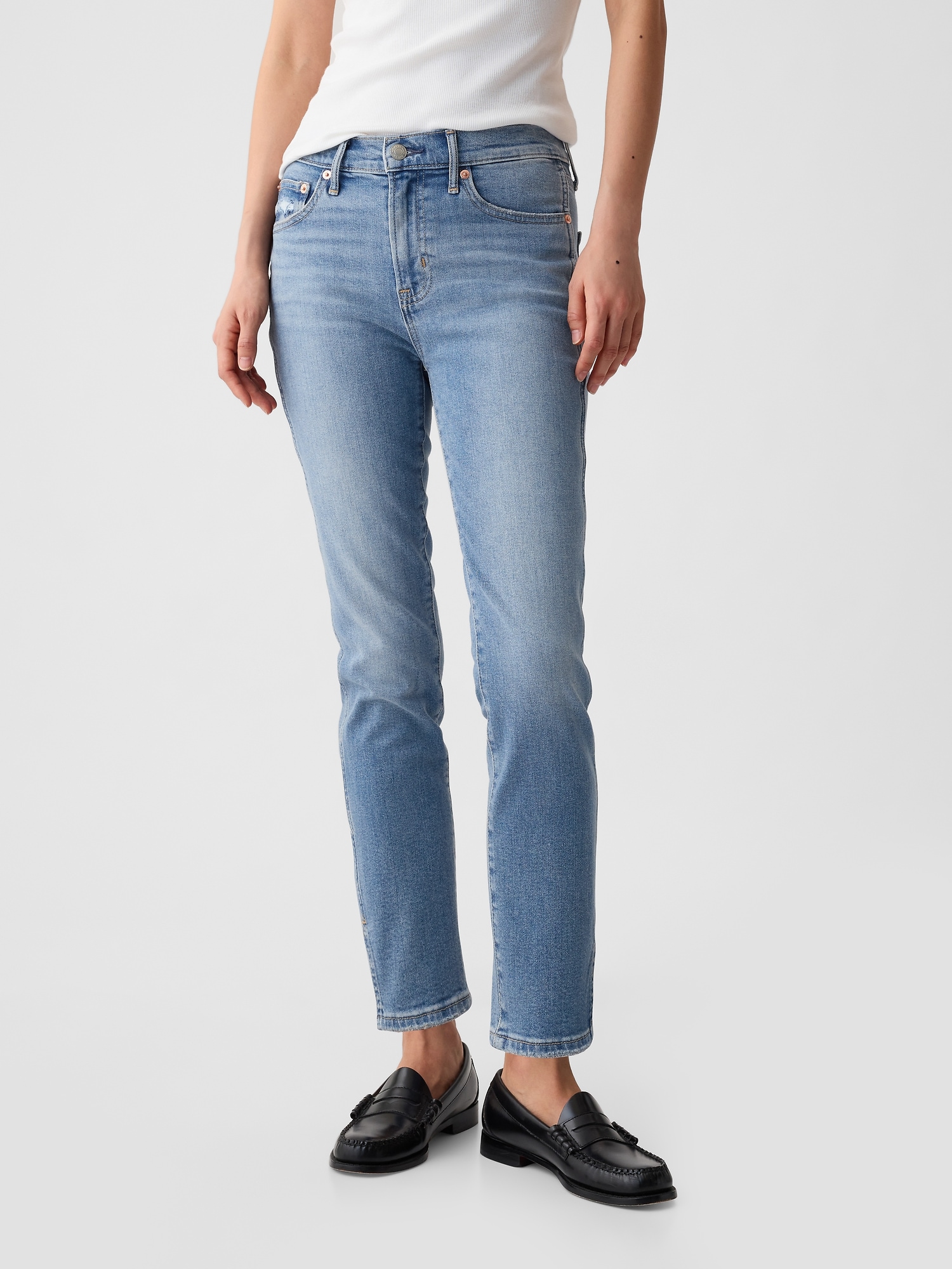 Mid Rise Split-Hem Vintage Slim Jeans