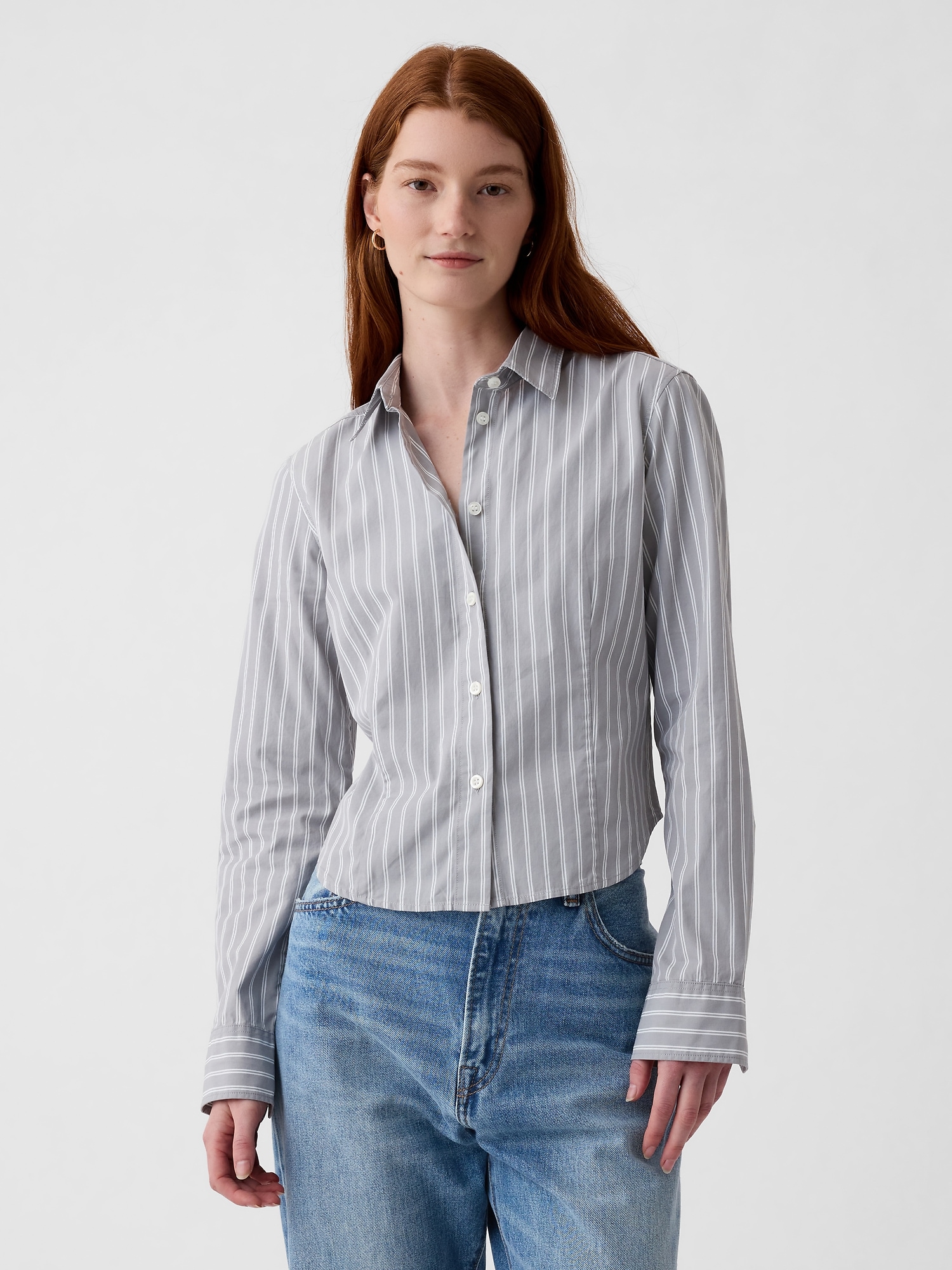 Organic Cotton Fitted Cropped Shirt