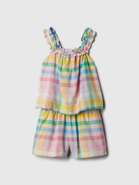 ENSEMBLE EN MÉLANGE DE COTON ET LIN POUR BÉBÉ ET TOUT-PETIT