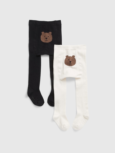 COLLANT À IMPRIMÉ D'OURS EN COTON BIOLOGIQUE POUR TOUT-PETIT (PAQUET DE 2 PAIRES)