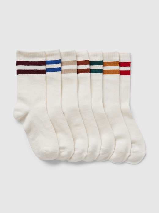 L'image numéro 1 présente Chaussettes en coton biologique de style universitaire pour Enfant (paquet de 7 paires)