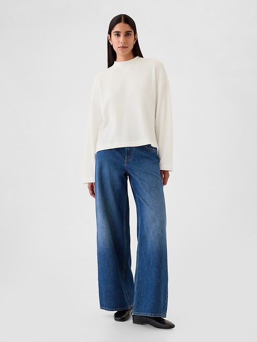 Oversized Mockneck Waffle T-Shirt | Gap