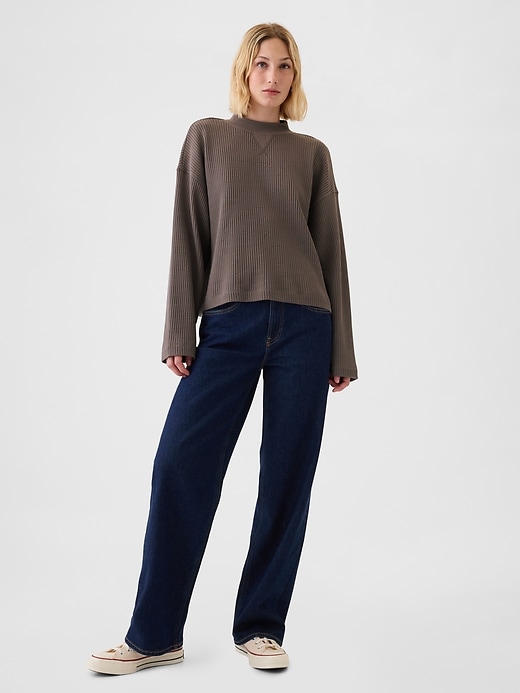Oversized Mockneck Waffle T-Shirt | Gap