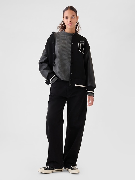 BREATHABLE WAFFLE MOCK NECK TEE &PANTS上下 Oversized Mockneck Waffle T-Shirt | Gap