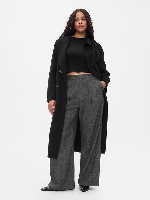 +(Plūs) Wide two-pleat trousers Dark gra 365 High Rise Brushed Twill Pleated Trousers | Gap