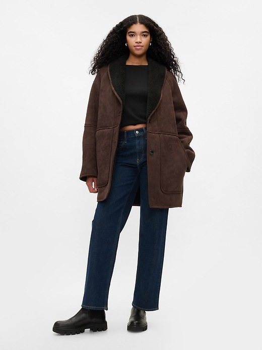 Vegan Suede Shawl Collar Coat | Gap