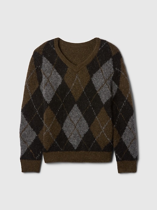 Kids Brushed Argyle V-Neck Sweater Gap