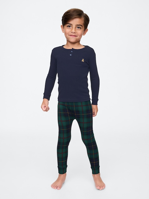PYJAMA HENLEY EN COTON BIOLOGIQUE BROSSÉ POUR BÉBÉ ET TOUT-PETIT