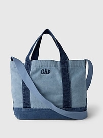 L'image numéro 1 présente Mini fourre-tout à bandoulière en denim avec logo Gap